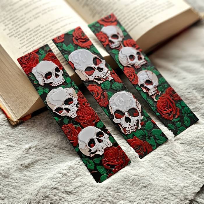 Gothic Skull & Rose Bookmarks (Set of 3) photo 2